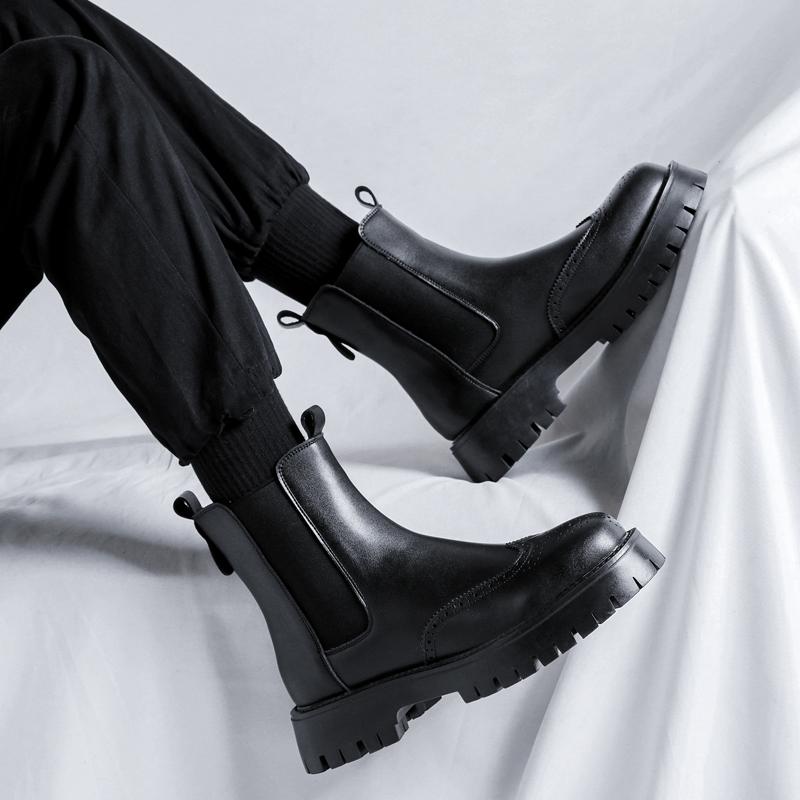 Мужские модные челси дизайнерские резные броги ковбойские ботинки из натуральной кожи красивые на платформе короткие ботинки для мужчин