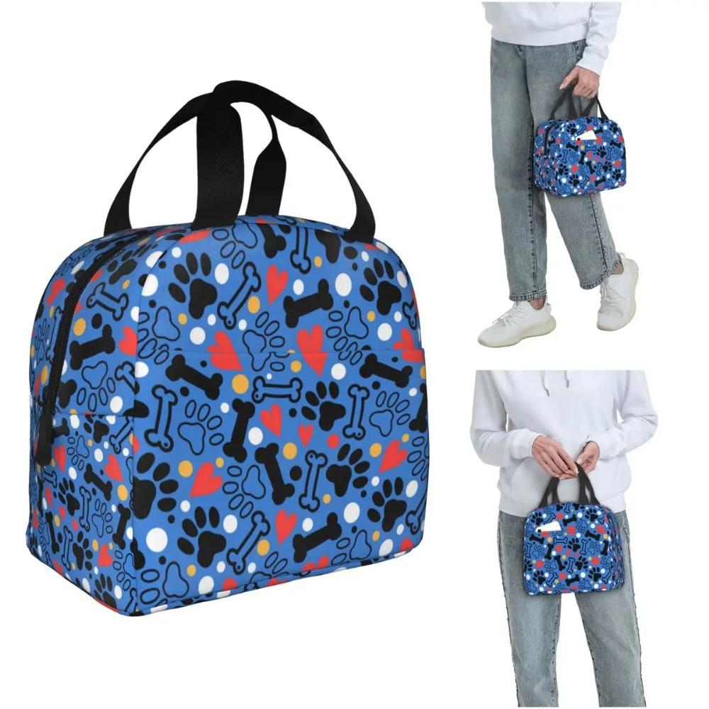 Paw And Bones Pattern Insulated Lunch Bag for Women Children Portable Food Boxes Thermal Lunch Box Tote