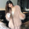 Новое осенне-зимнее пальто с мехом енота и лисы, женское меховое пальто средней длины, модный молодежный стиль