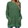 Autumn and Winter Women's Plus Size Striped Clashing Colours Round Neck Long Sleeve Pocket Sweatshirt