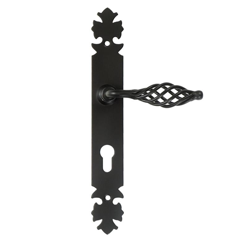 LAGOS door handle with plate for 72mm insert, BLACK
