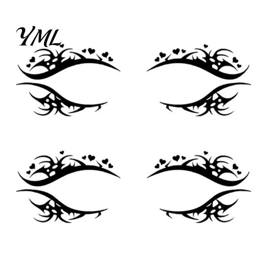 Skin Friendly Eye Makeup 2 Pairs Halloween Tattoo Stickers, Waterproof Temporary Face Decals with for Parties Pumpkin Bat Spider Web, Easy Apply