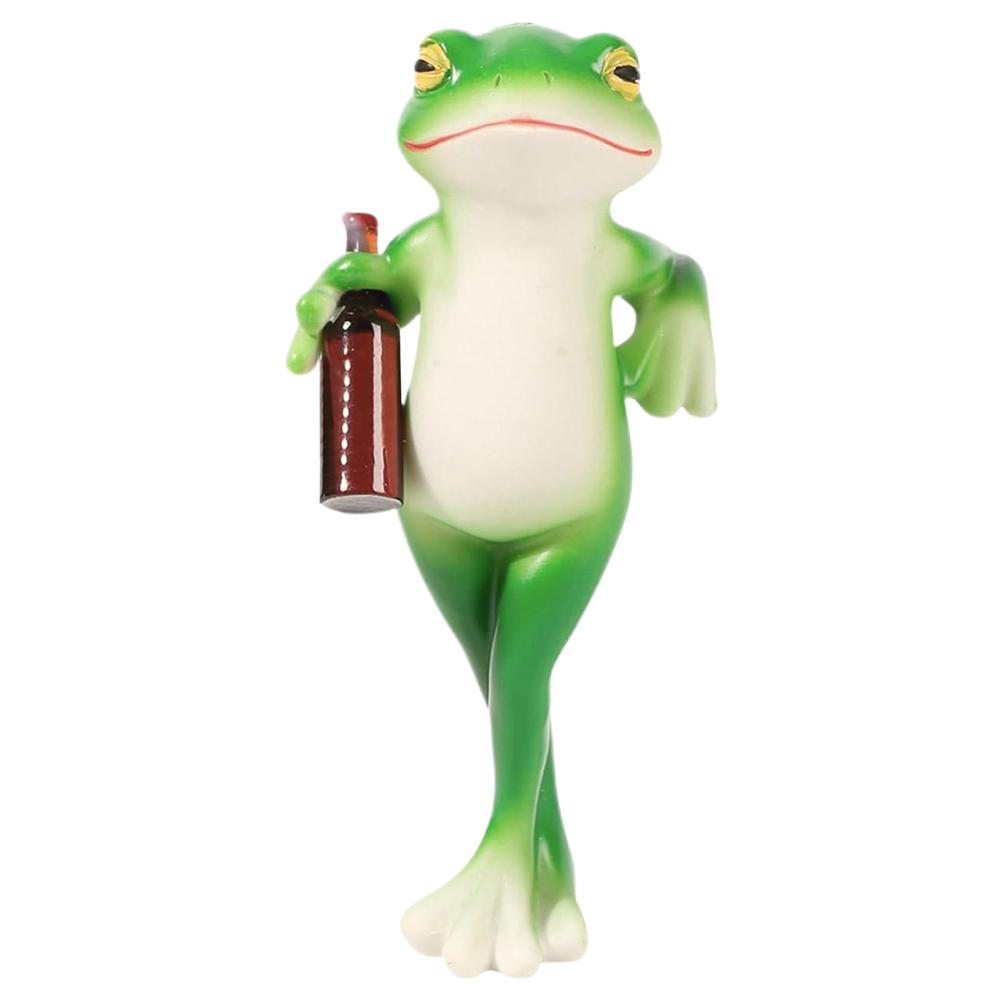 Забавная статуэтка лягушки-пьяницы, обнимающая цветочный горшок, смола, подвесная фигурка лягушки, миниатюрная фигурка лягушки для украшения цветника, двора, газона