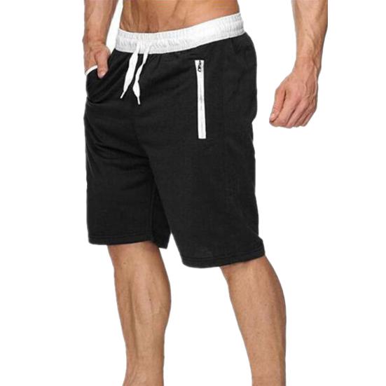 Мужские шорты с эластичной талией, регулируемые на шнурке, повседневные спортивные шорты, однотонные, с поясом и карманом, фитнес-шорты