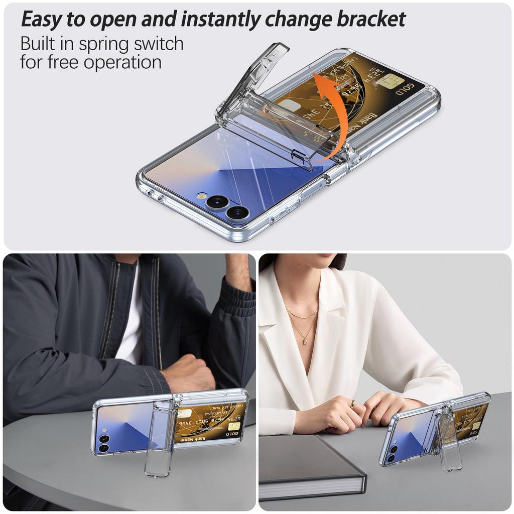 Защитный чехол для Samsung Z Flip 7 со слотом для карт и кронштейном для шарнира, Складная конструкция, Защита от падений