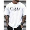 Унисекс футболка из чистого хлопка с принтом букв ITALIA, свободная, повседневная, с коротким рукавом, летняя