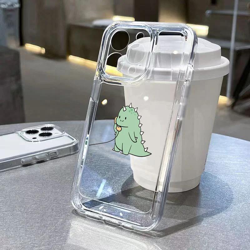 Couple Style Cartoon Dinosaur Phone Case For iPhone 17 16 15 14 13 12 11 Pro Max 13 Mini 16e 17 Air Soft TPU Cover Fundas