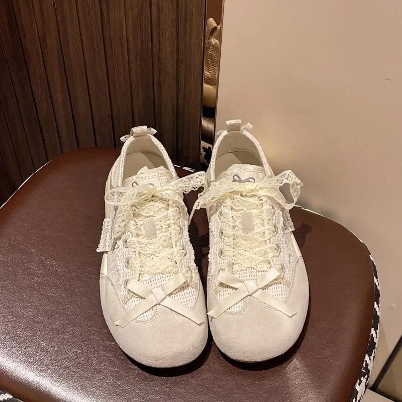 Mixed Colors Butterfly-knot Fashion Sneakers Lace-up Spring/autumn Ladies Shoes On Sale 2024High Quality Women's Vulcanize Shoes