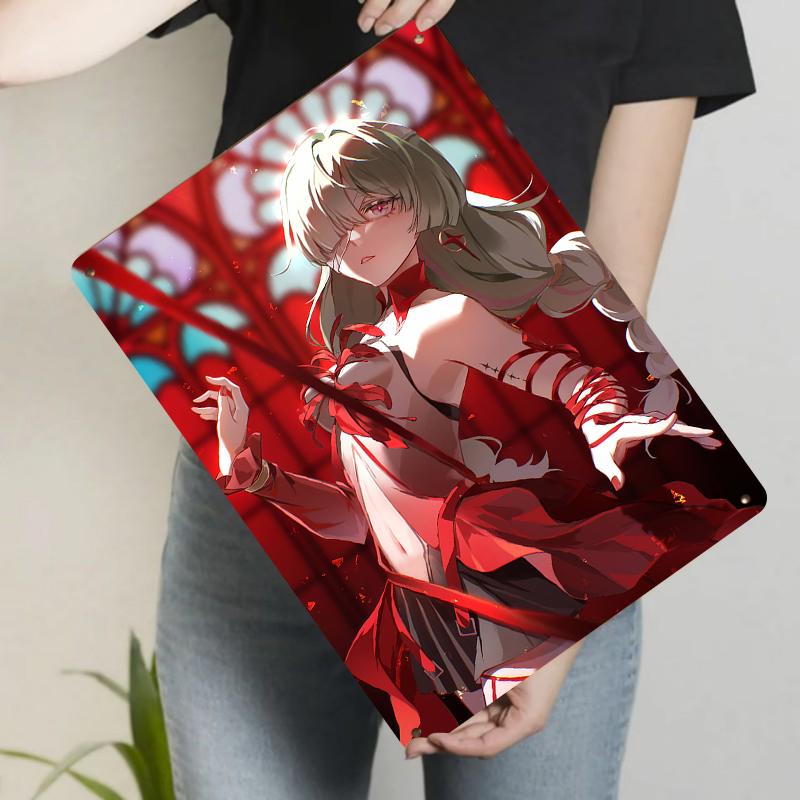 Anime Girl Metal Wall Art Custom Printed Decorative Iron Painting for Home Decoration