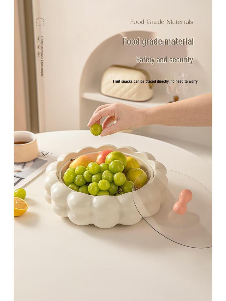 Cream Style European Coffee Table with Compartmented Dried Fruit & Snack Storage - Premium Light Luxury Feel