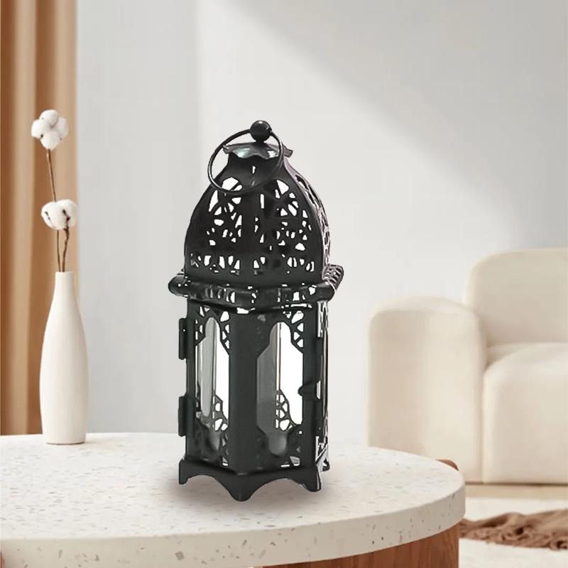 Iron Art Candlestick Glass Ambience Candle Holder Ornaments Home Decor