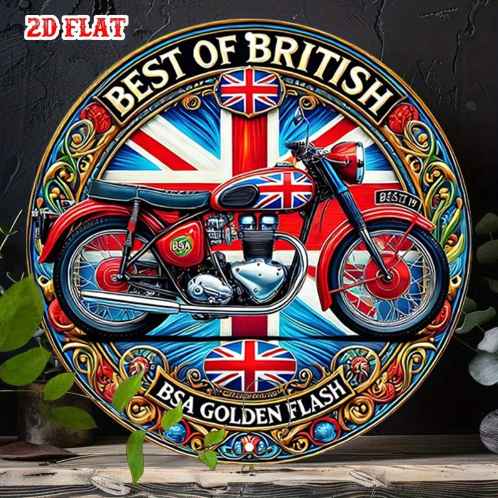 Винтажный Best Of British BSA Golden Flash Мотоцикл Union Jack Круглая Металлическая Табличка Ретро Классический Байк из Великобритании Деревенский Жестяной Лист Настенный Декор