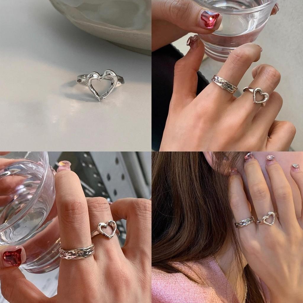 Fashionable Heart Design Copper Ring For Women Elegant Adjustable Statement Piece