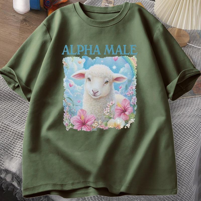 Alpha Male T Shirt Casual Cotton Meme Tshirt Silly Weird Goat Graphic Tee Fashion Short Sleeve O Neck Printed Tshirt Clothing