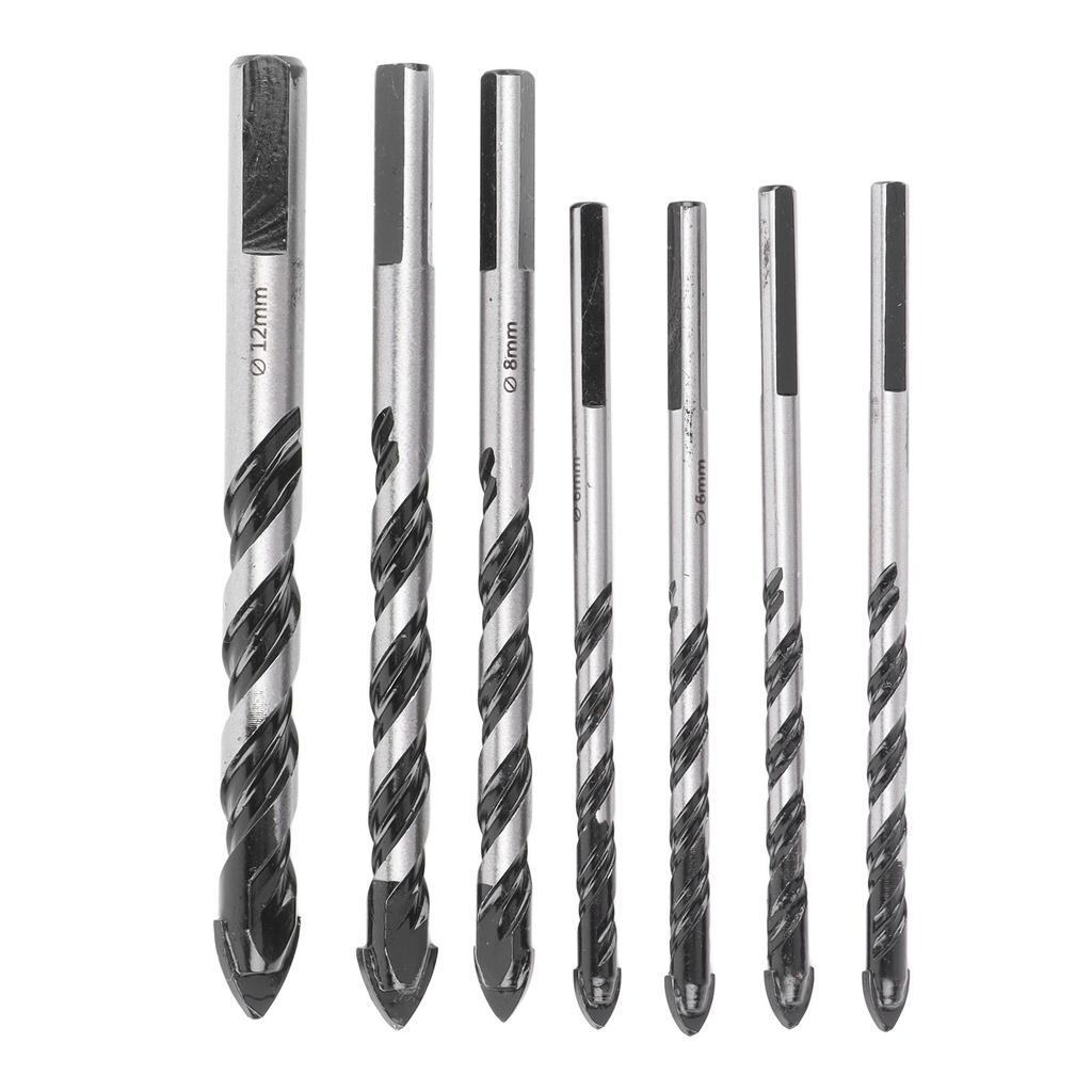 7PCS Twist Drill Bit Set Multifunctional Black Carbide Triangular Twist Drill Bit