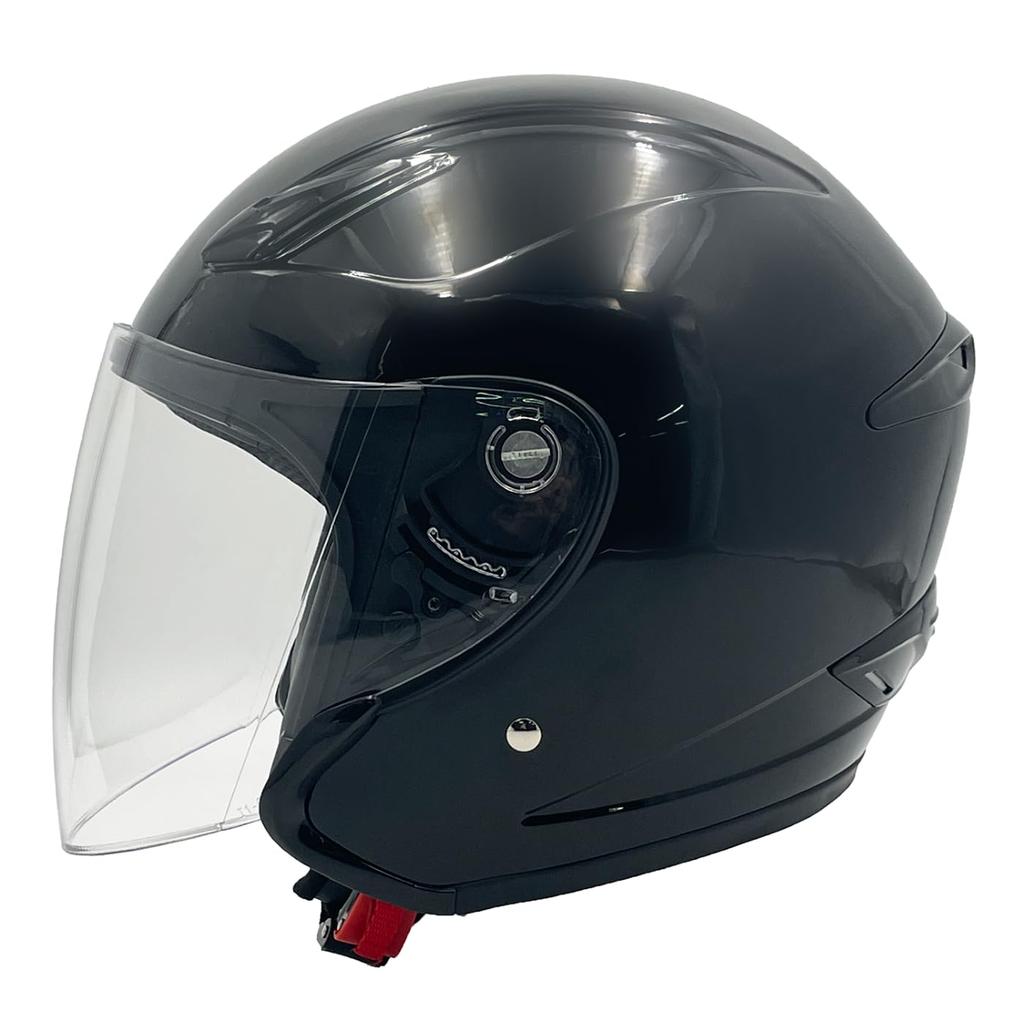 Yamashiro Мотоциклетный шлем-джет с открытым лицом для всех размеров интеркома L YH-004, шлем, щиток, двигатели, совместимый, черный, (59-60см)