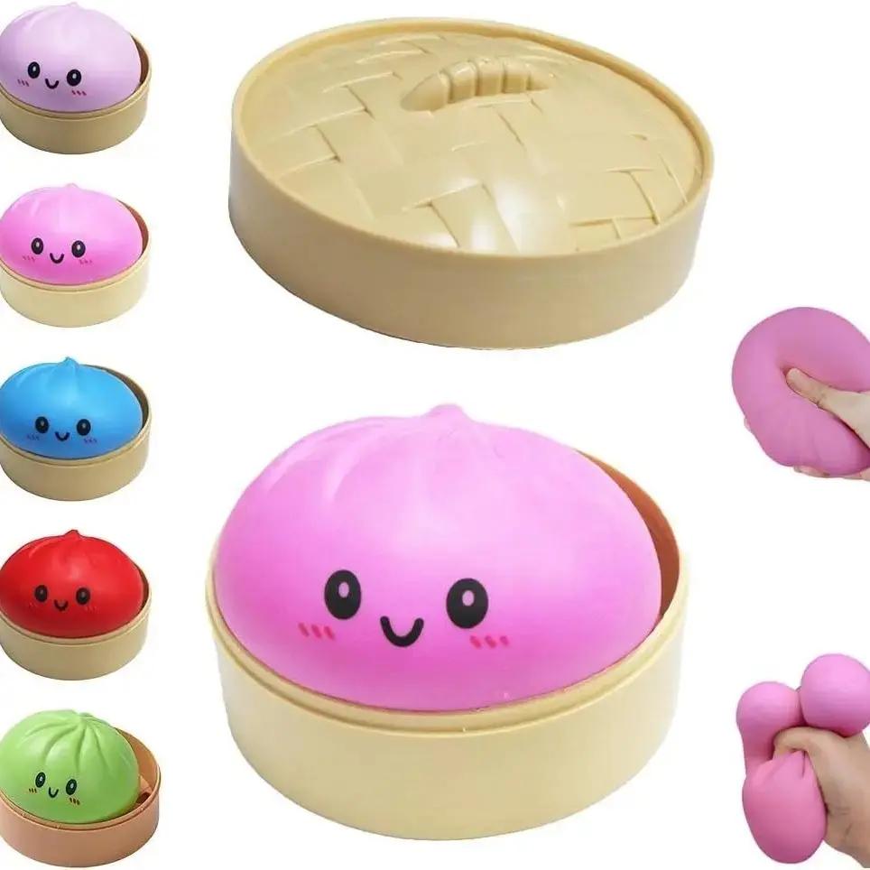 Гигантская блестящая пельмешка Squishy, Мега радужные пельмешки, Милая игрушка-антистресс с коробкой-пароваркой, Мягкое тесто для сжатия и снятия стресса для взрослых