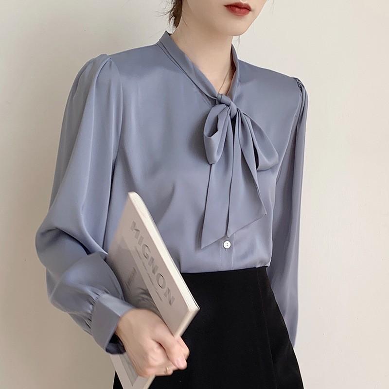 Women Blouses Shirts 2025 Spring Long Sleeve Women Blouse Shirt Bow Collar Black White Chiffon Blouse Shirt Women Tops J862