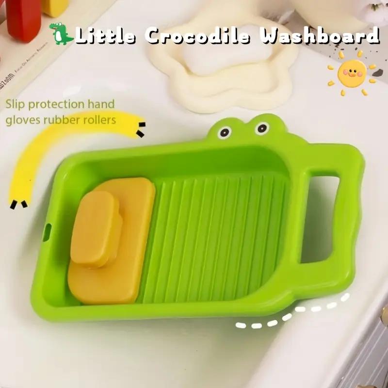 Мультяшный крокодил Стиральная доска Утолщенная Ручная стирка Прачечные доски Стиральная доска для грязной одежды с Мыльницей Дизайн для Стирки Нижнего белья