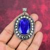 Подвеска с синим сапфиром, подвеска из драгоценного камня ручной работы, подвеска из стерлингового серебра 925 пробы, антикварные ювелирные изделия, для подарка на помолвку