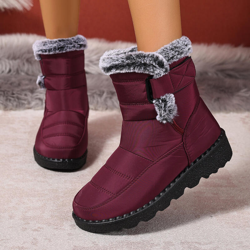 Thermal Snow Boots for Women - Waterproof Mid-Calf Winter Shoes with Anti-Slip Sole & Slavic Embroidery