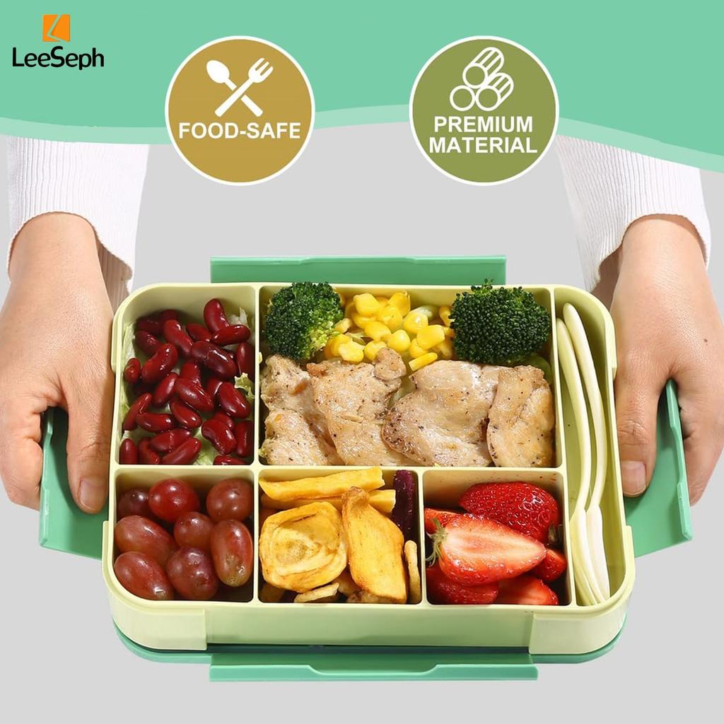 Ланч-бокс Leeseph Bento с 6 отделениями, герметичный ланч-бокс Bento, еда на ходу для студентов, офисных работников и путешественников