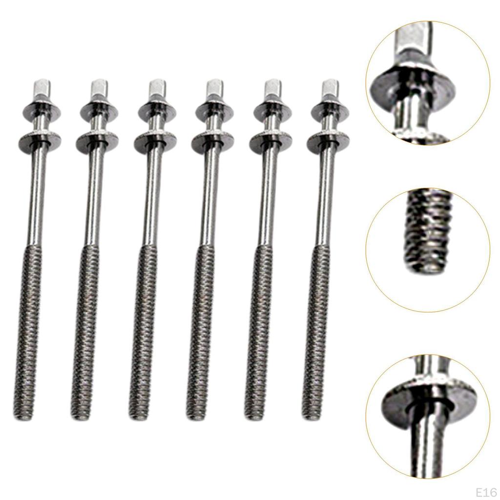 6 Pieces Drum Tension Rods Lug Bolts Screws for Percussion