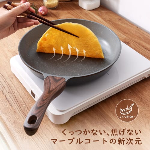 SENSARTE 28cm Frying Pan, Lightweight, Induction & Gas Compatible, Marble Coat, Non-Stick, Non-Toxic, Easy To Clean, Gray, High Heat Efficiency, One-Y