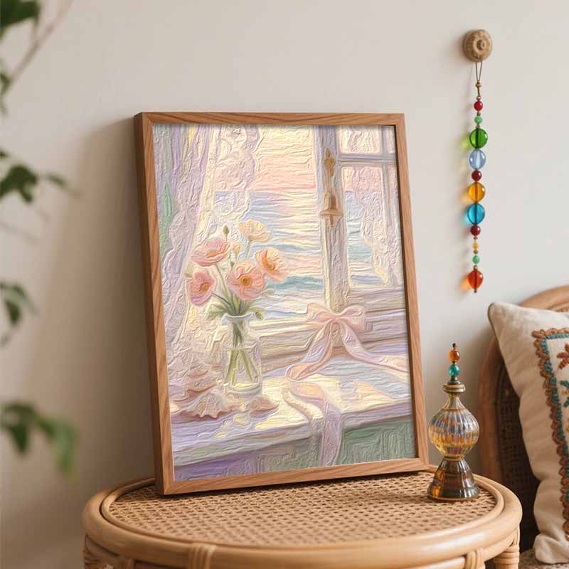 Набор для цифровой живописи масляная живопись цветы у моря окно Сделай сам домашний декор картина