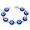Этнический браслет из стерлингового серебра 925 пробы с синим сглазом 7-8" c2B82