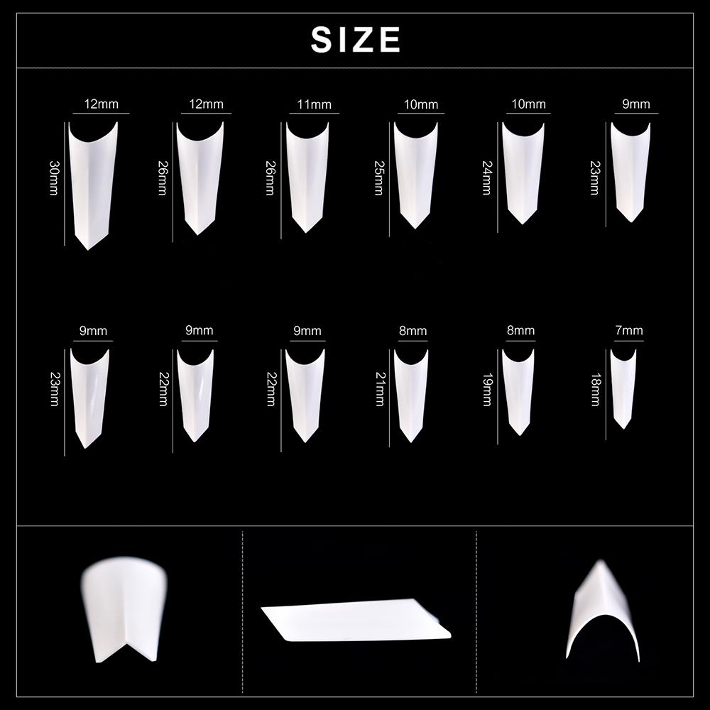 kads 600pcs Pointed Half Cover False Nail Tips Clear White Nature 12 Sizes Nail Art Tools Manicure Fake Nails
