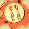 2Pcs Babies Food Training Spoons Set for 6+ Months Attractive Colors Portable Safe TPE Self Feeding Utensils for BLW Toddler Learning Tableware