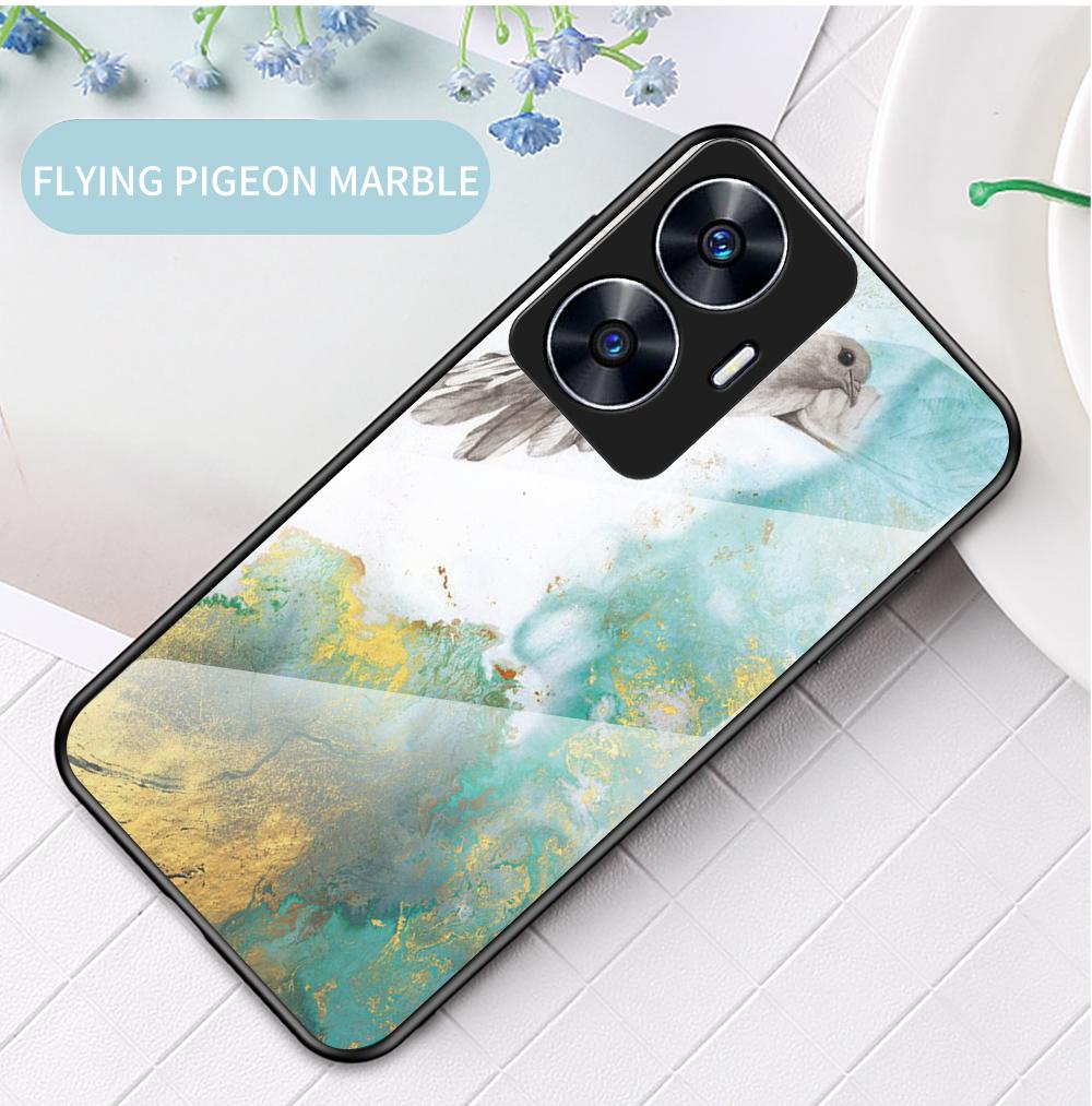 Чехол для Realme 10 11 Pro + 8i 9i C53 C55 C2s GT 4G 5G, чехол из мраморного закаленного стекла, задняя крышка