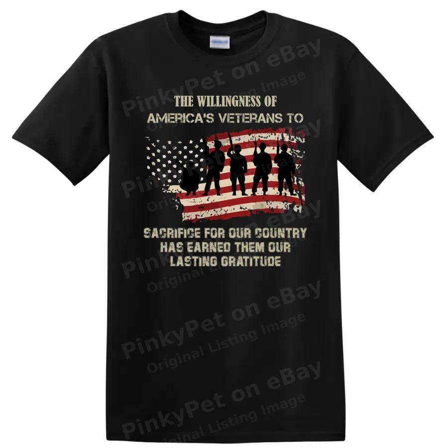 Veterans Sacrifice T Shirt Military Tribute American Flag Vintage Tee
