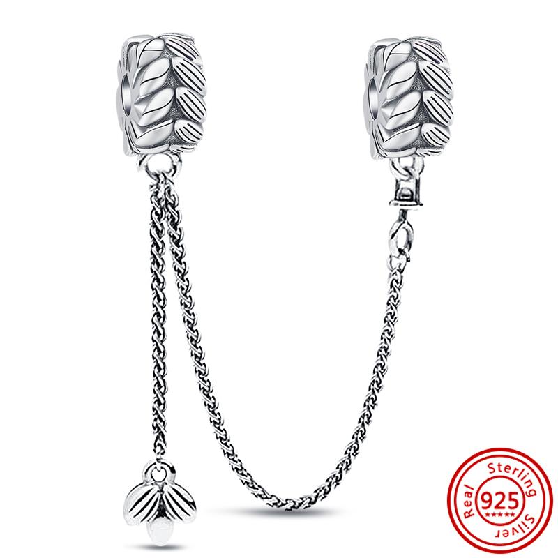 S925 Серебряная звезда, луна, пчела, подвеска, безопасная цепочка, зажим, бусины, подходит для оригинального браслета, для женщин и девочек, сделай сам, ювелирные изделия, подарок на день рождения