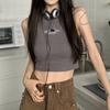 Women Streetwear Y2k Letter Stitch Embroidery Tank Top with Pad Sexy Sleeveless Sporty Crop Top