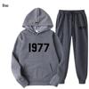 ESSENTIALS Комплект из худи с двойной строчкой High Street из флиса 1977 Модный Повседневный Свободный крой.