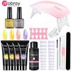 Mobray 15/8/5PCS Poly Extention Gel Set For Manicure Gel Extension Set Color Nail Tip Form Crystal UV Gel Slice Brush Nail Gel