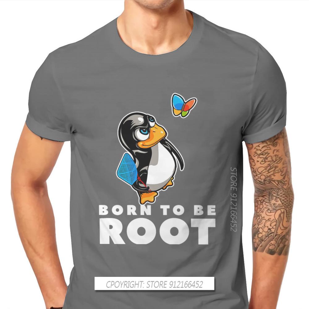 Linux Operating System Tux Penguin Man TShirt Butterfly Killer Illustration Fashion Basic T-Shirt Harajuku Streetwear Hipster