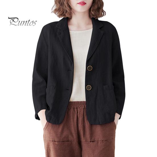 Костюм осень-весна, пальто с отложным воротником, свободный кардиган с длинными рукавами, однотонный, с двумя пуговицами, повседневная куртка