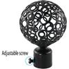 2PCS Skeletonized Curtain Rod End Cap Plugs, 1.1 inch I.D., Black Metal, Wall Mounted, Living Room, Bedroom, Bathroom, Dining Room, Kitchen