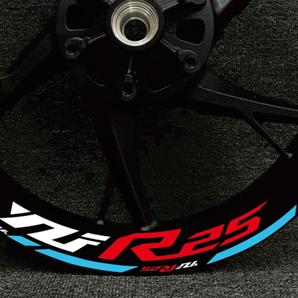 Stripe Sticker Fit Yamaha YZF R25 YZFR25 Motorcycle Wheel Hub Decal Rim Decoration Sticker Reflective Sticker (Color : D)