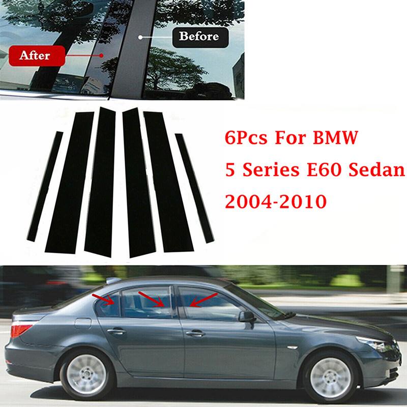 Glossy Black Window Door Column B C Pillar Post Cover Trim for BMW 5 Series E60 Sedan 4DR 2003-2010 Decoration Stickers Styling