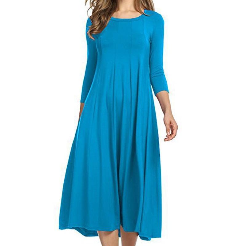 Fashion Casual Pleated Short Sleeve Dress Women Vintage Solid Office Lady Dress Elegant Loose Round Neck High Waist Simple Dresses 24223