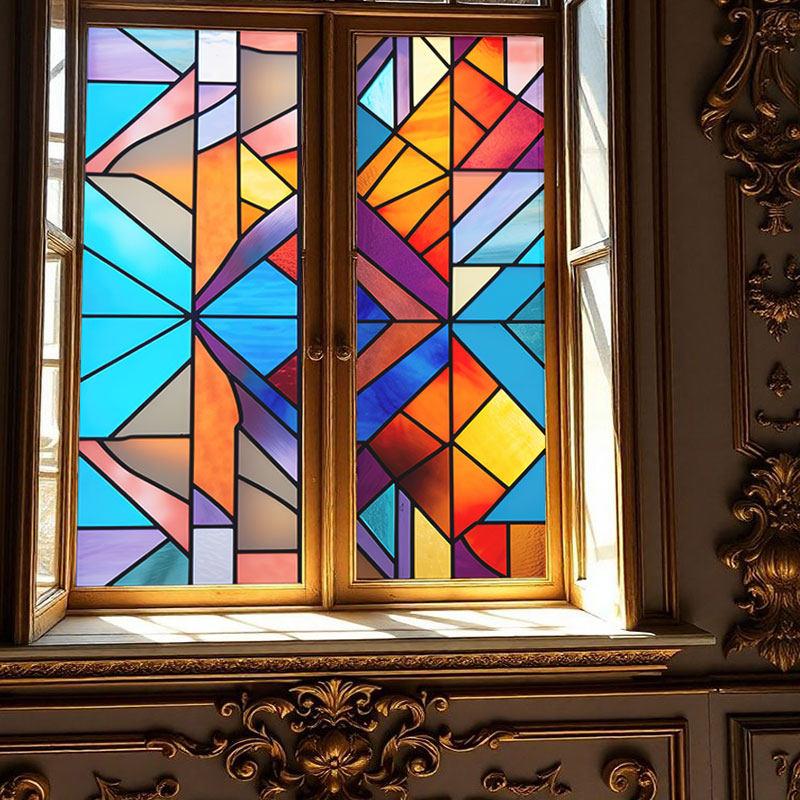 European Style Retro Glass Film,Electrostatic Frosting,Adhesive Free Art Painting,Privacy Protection, Window Film, Stained Glass