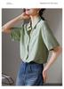 Wrinkled Double Pocket Slit Mulberry Silk Short-Sleeved Shirt