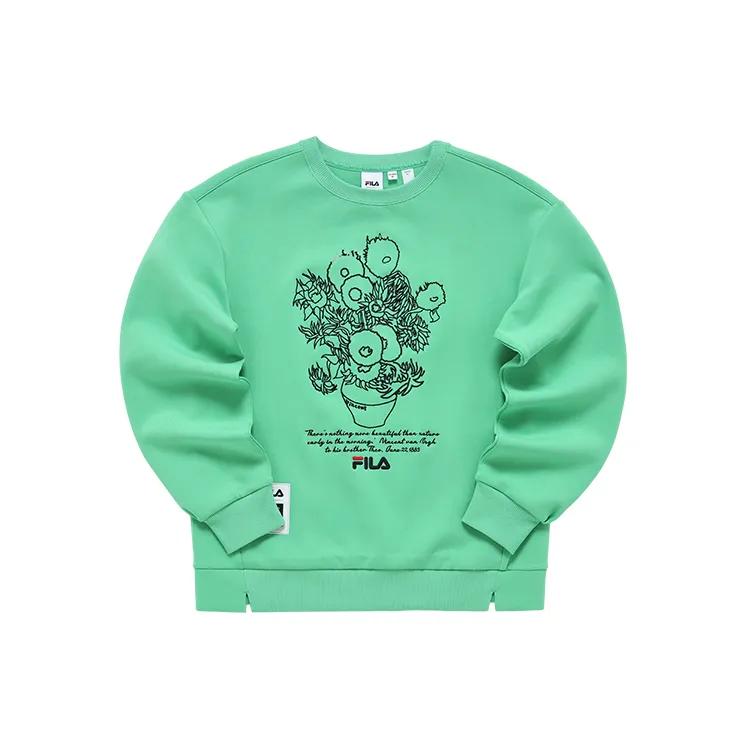 FILA Sweatshirts Women's Fruit Milk Green Crew Neck Moderate Regular (Unisex) Sweatshirts F11W218218F LG