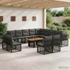 Garden Sofa Set 14 Pieces Black and Dark Grey Poly Rattan