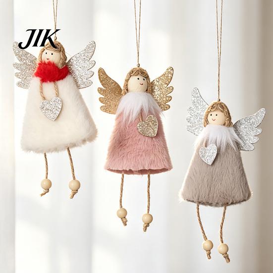 Soft Plush Love Angel Ornaments Christmas Tree Ornament, Heart Girl Hanging Pendant, Cute Stuffed Pendant for Holiday Party, Creative Xmas Decoration