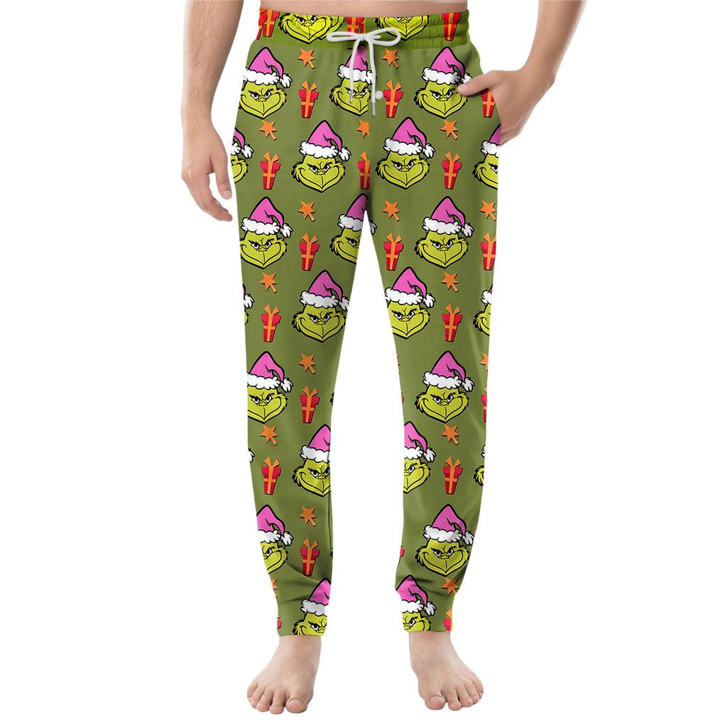 Мужские повседневные брюки с карманами на кулиске и манжетами, домашние брюки для сна